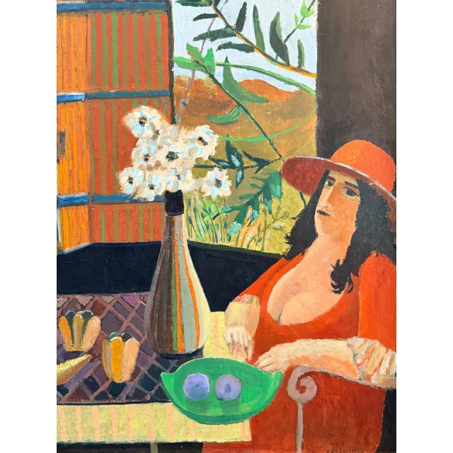 Expressionism Interior With Two Ladies - Louis De Niverville - 1970s For Sale - Image 3 of 3