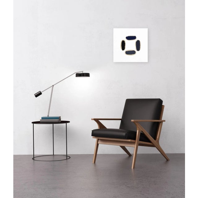 Black "Tone Poem in Black, Blue, Gray, Light Gray" Contemporary Minimalist Mixed-Media Painting by Len Klikunas For Sale - Image 8 of 9