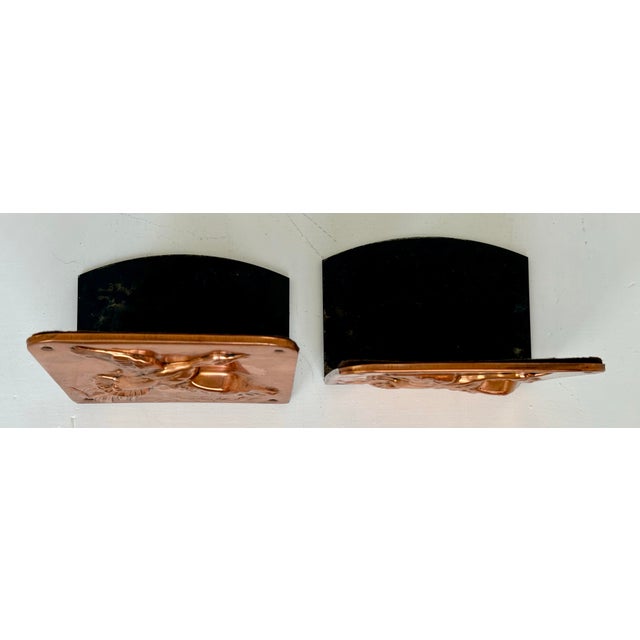 Metal Arts & Crafts High Relief Vintage Copper Wrapped Flying Duck Bookends, Bruce Fox Style- A Pair For Sale - Image 7 of 12