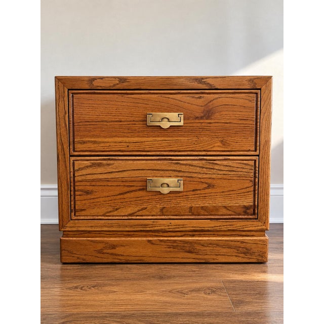 1980s Vintage Thomasville Campaign Nightstand Pair For Sale - Image 5 of 13