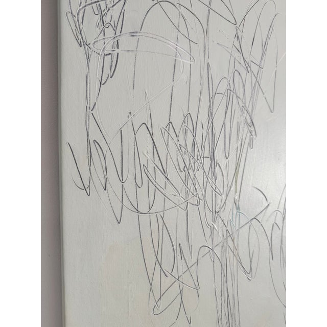Modern White Abstract Painting on Canvas for Contemporary Living For Sale - Image 4 of 6
