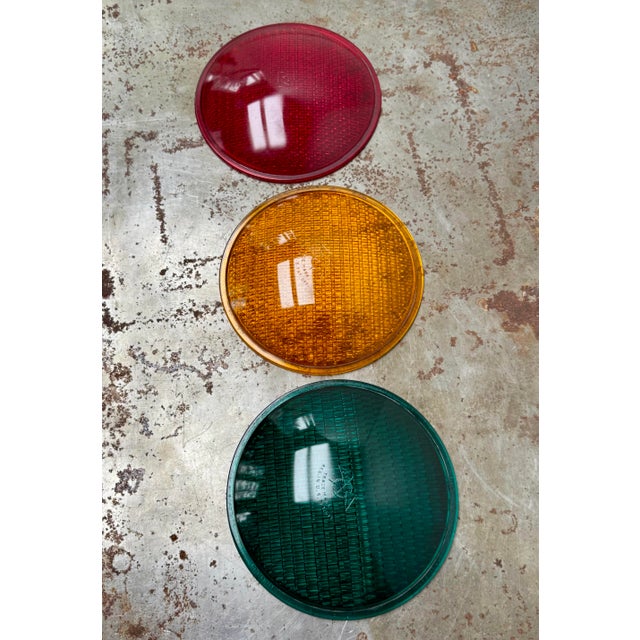 Vintage Eagle Signal Glass Traffic Light Lenses – Set of 3 For Sale - Image 4 of 14