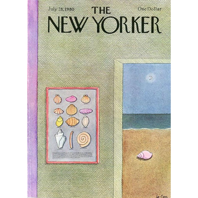 Original vintage New Yorker magazine cover from July 28, 1980 featuring a Seashell theme. Cover illustration by Pierre Le-...