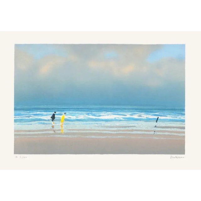 Pierre DOUTRELEAU Couple by the seaside 1990 lithograph on BFK Rives paper signed and numbered in pencil 15.0 x 22.0 in...