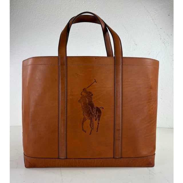 Ralph Lauren Vintage Tooled Leather Satchel For Sale - Image 12 of 12
