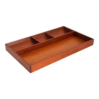 1960s Danish Teak Wood Vide Poche Desk Organizer/Vanity Tray For Sale