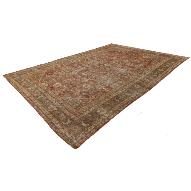 Textile Antique Mahal Wool Rug With Terracotta & Earthy Distressed Patina For Sale - Image 7 of 11