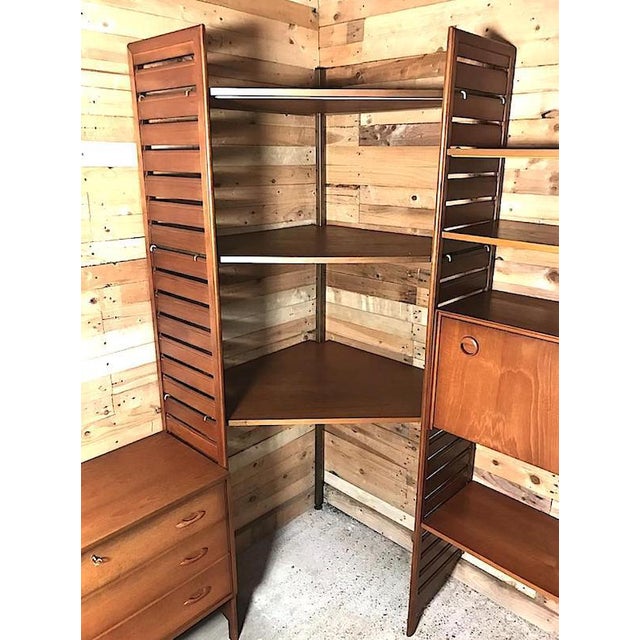 Brown Freestanding Teak Corner Wall Shelf For Sale - Image 8 of 13