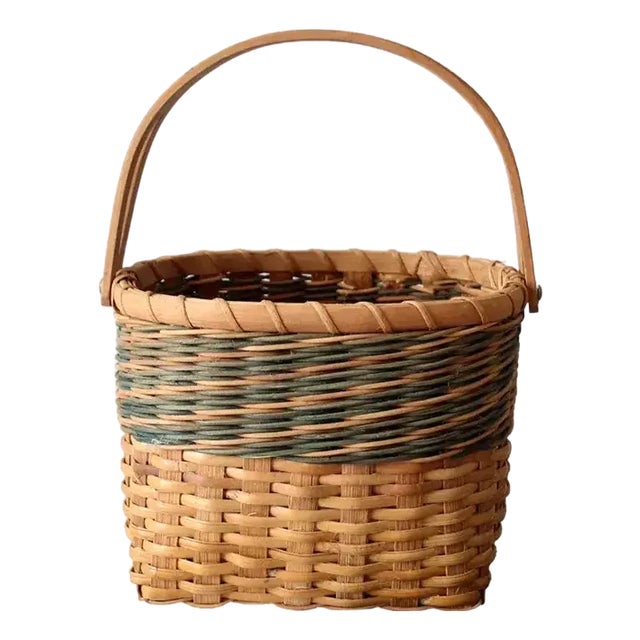 Vintage Splint Weave Basket For Sale