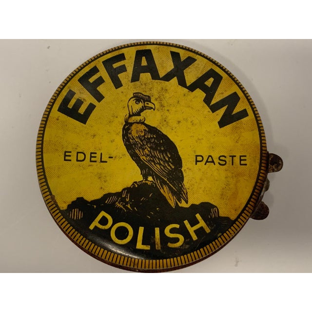 Early 20th Century Vintage Effaxan Shoe Polish Tin: Vulture Litho, c. 1930s For Sale - Image 5 of 10