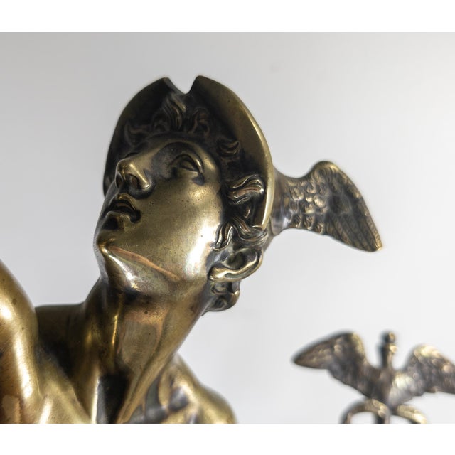 Bronze 19th Century 34" Italian Grand Tour Bronze of Flying Mercury After Giambologna For Sale - Image 8 of 18
