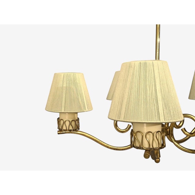 Danish Modern, Chandelier, Patinated Brass, Denmark, 1950s For Sale - Image 12 of 13