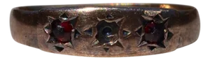Late 19th Century, The Atwater: Victorian Rose Gold Childs Ring with Garnet Side Stones, Size 3