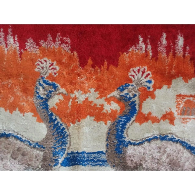 1970s Vintage Peacock Pattern Tapestry 45ʺ X 59ʺ For Sale - Image 9 of 10