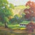 A 1930s oil on canvas landscape painting by the American artist Edward Sherlock. This painting features a small, green-...