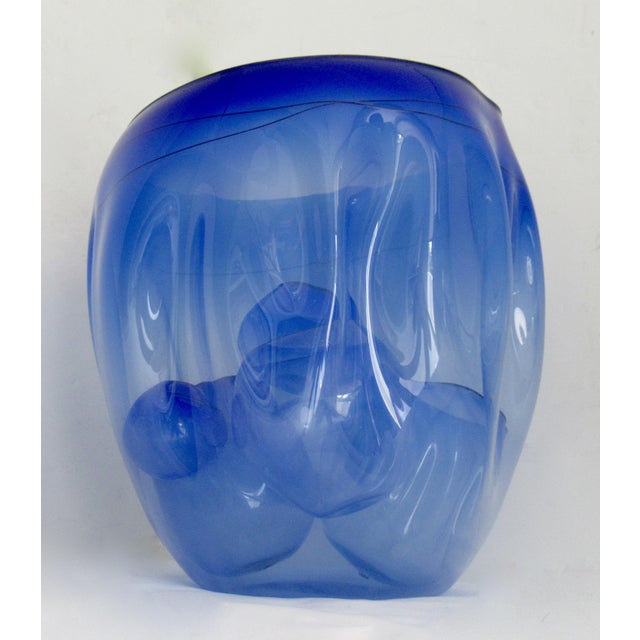 Glass Chihuly Large Standing Hand-Blown Glass "Macchia,"Basket Set Vessel, in Cobalt Blue, 7-Piece Ensemble Set For Sale - Image 7 of 18