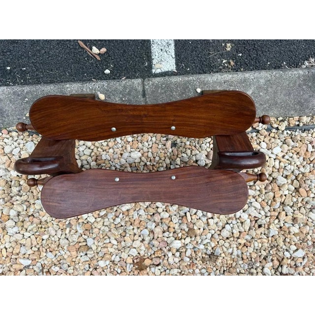 Pair of Vintage Vinyl Seat Brass Inlaid Camel Saddle Stools For Sale - Image 12 of 12