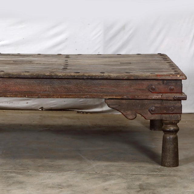 Farmhouse Antique Indian Teakwood Low Table For Sale - Image 3 of 7