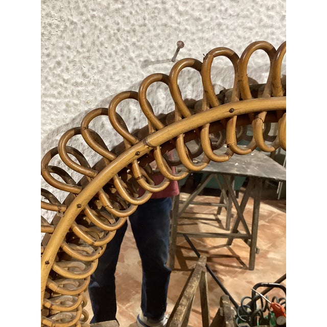 1960s Round Mirror in Rattan and Bamboo attributed to Franco Albini for Bonacina, Italy, 1960s For Sale - Image 5 of 8