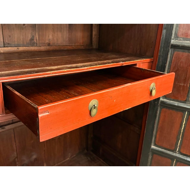 Red Vintage Chinese Wedding Cabinet For Sale - Image 8 of 12