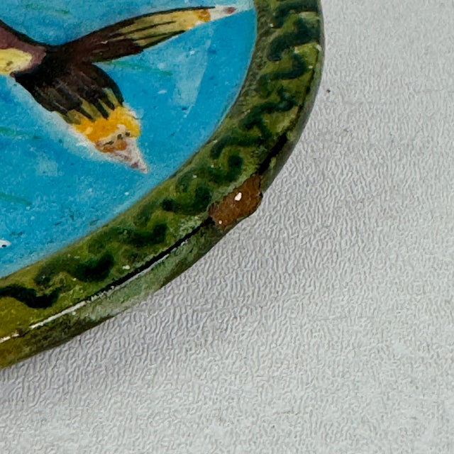 American Small Vintage Round Ceramic Decorative Plate With Fish Motif For Sale - Image 3 of 7