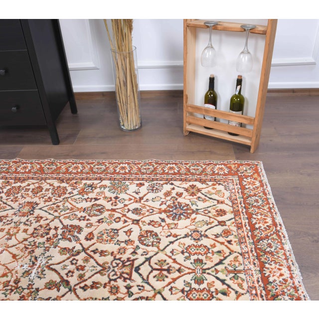 Vintage Turkish Oushak Handmade Wool Cotton Red Area Rug For Sale - Image 4 of 9