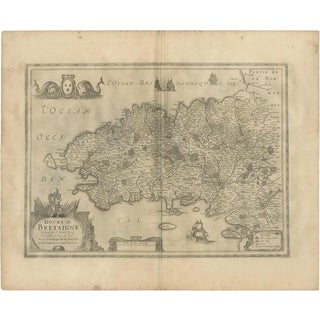 Antique Map of the Region of Bretagne by Janssonius, 1657 For Sale