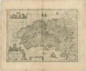 Antique Map of the Region of Bretagne by Janssonius, 1657