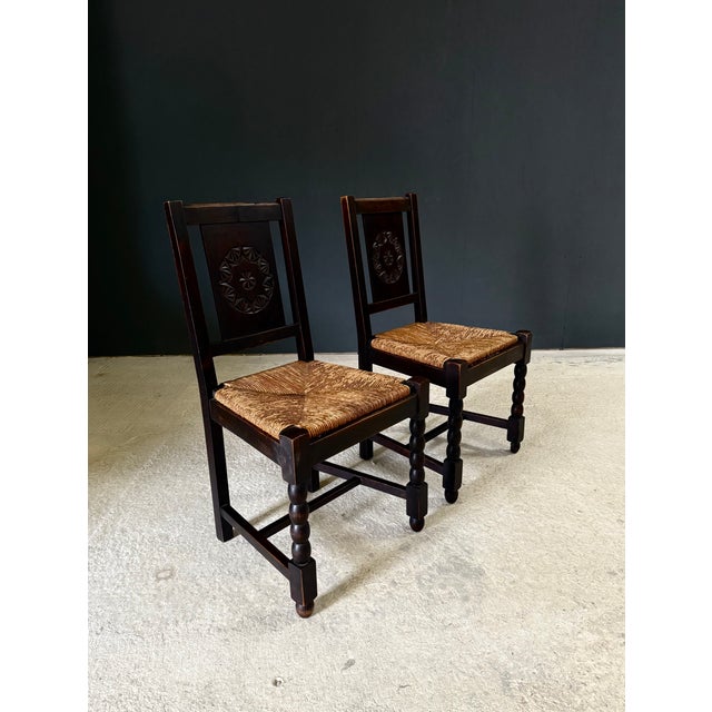 1940s French Provincial Carved Back Dining Chairs by Charles Dudouyt, 1940s, Set of 2 For Sale - Image 5 of 18