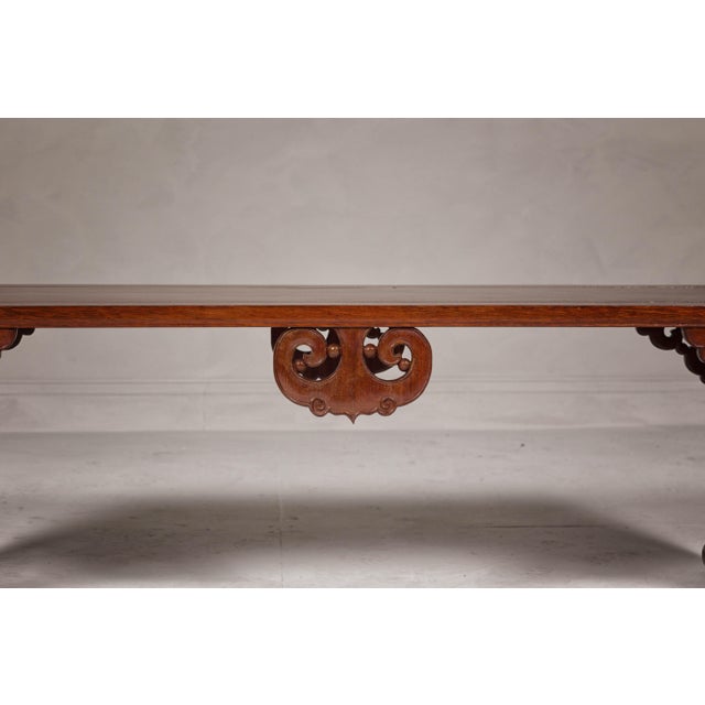 Late Qing Dynasty Brown Lacquered Coffee Table with Openwork Cloud Motifs For Sale - Image 12 of 12