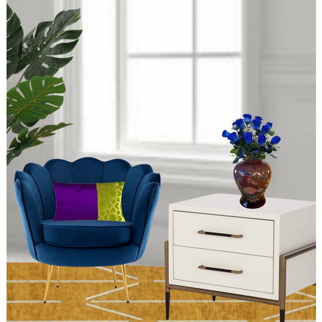 Murano Peacock Floral Purple Art Glass Vase For Sale - Image 14 of 18