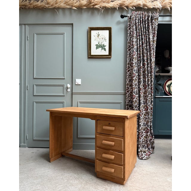 Oak Half-Ministerial Desk, 1950s For Sale - Image 4 of 13