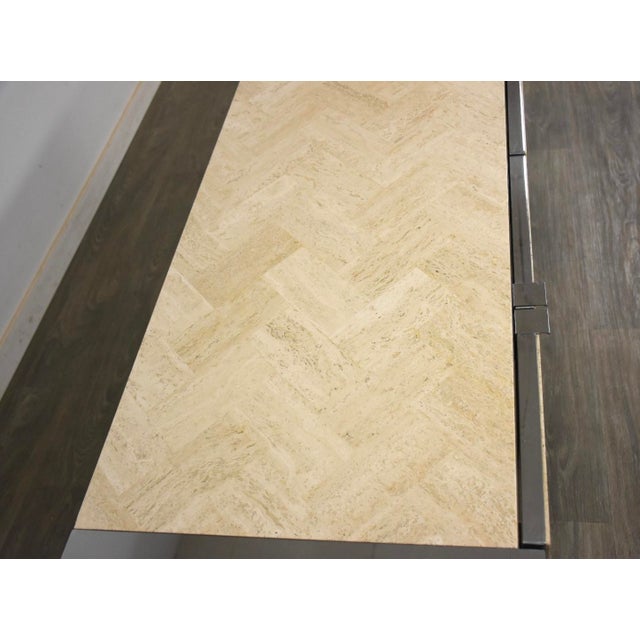 Postmodern 1960s Ello Chrome and Travertine Modern Credenza For Sale - Image 3 of 9
