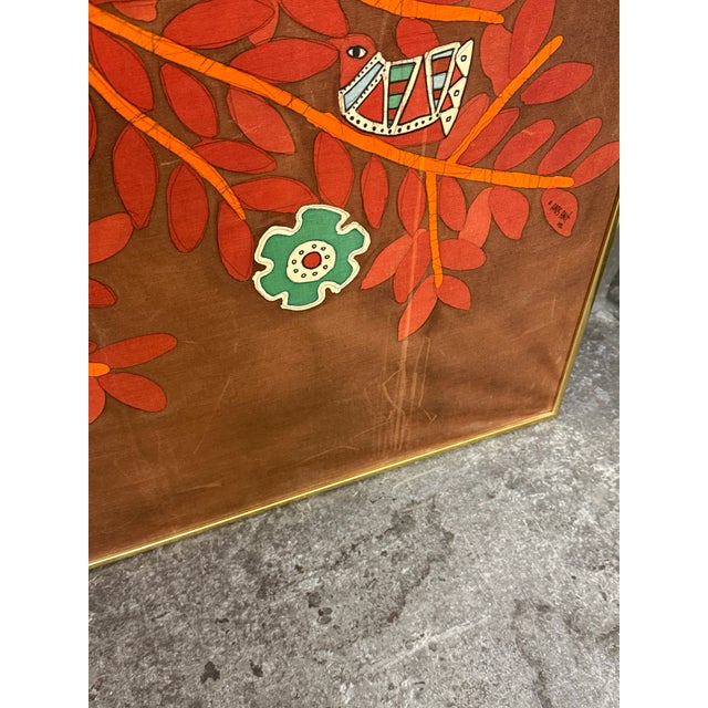 Amos Amit Signed Three-Panel Framed Batik, Circa 1982 For Sale - Image 9 of 12