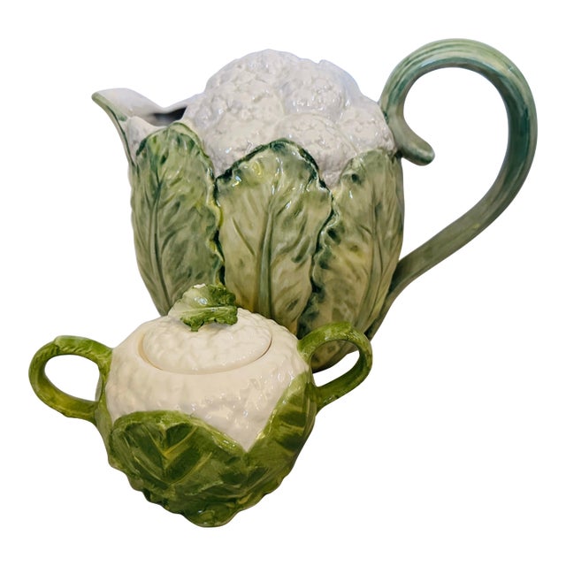 Fitz & Floyd Cauliflower Pitcher & Sugar/Creamer-Set of 3 For Sale