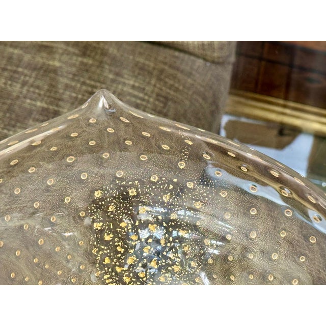 Large Murano Gold Organic Shape Centerpiece Bowl For Sale - Image 12 of 14