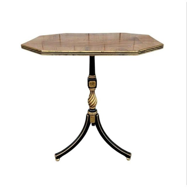 EJ Victor Mid-Century Regency Rosewood Veneer Accent Tables with Gilt Trim and Tripod Base Elevate your space with these...