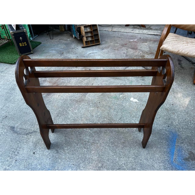 1970s Country Core Hearts Design Wooden Rustic Blanket Rack For Sale - Image 12 of 12