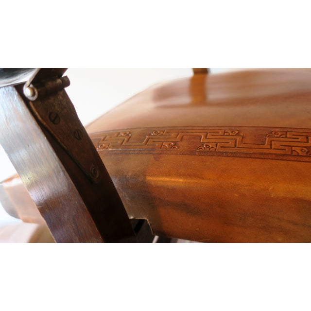 Tihuanaco Teak and Tooled Leather Folding Chair by Angel I. Pazmino for Muebles de Estilo, Ecuador, 1970s For Sale - Image 14 of 18