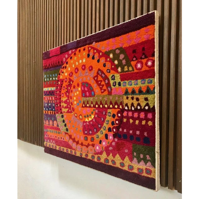 This German modernist abstract art wall rug was hand-woven in Munich's well-known artist' quarter of the 1960s and 1970s:...