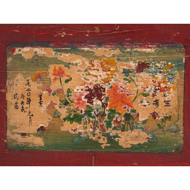 Antique Chinese Qing Dynasty Gansu Cabinet in Painted Pine For Sale - Image 6 of 12