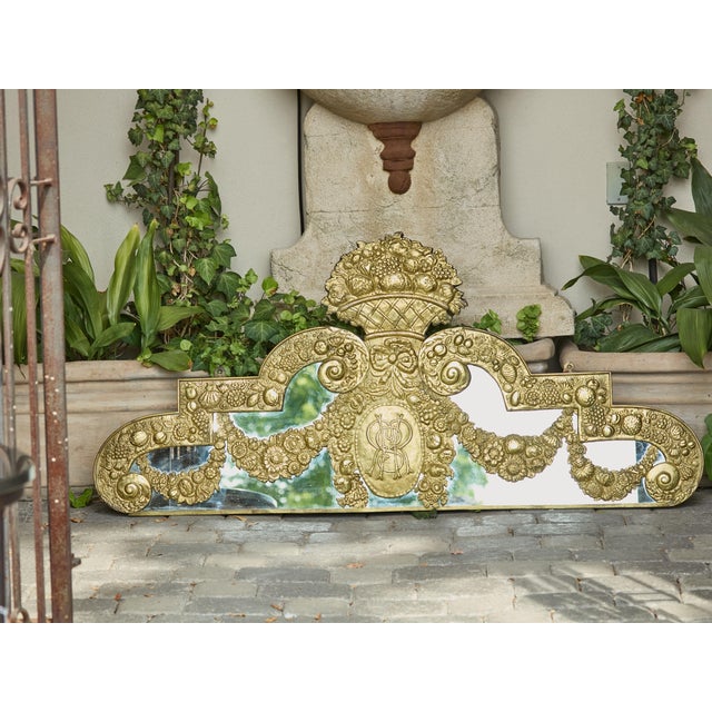 19th Century English 19th Century Brass and Mirror Architectural Element with Floral Decor For Sale - Image 5 of 12