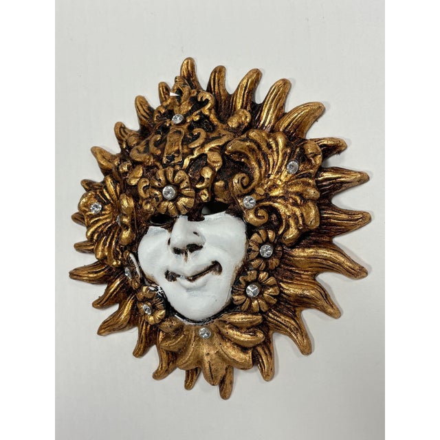 Sun Venetian Plaster Decorative Mask For Sale - Image 4 of 5