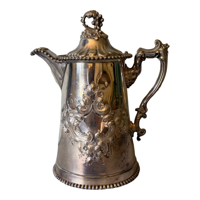 19th Century Silver Plate Large Pitcher For Sale
