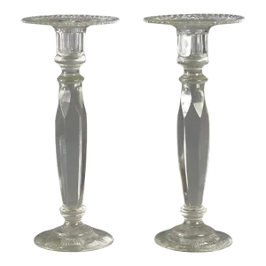 Antique Sinclair Crystal Candlesticks, Circa 1920 - a Pair