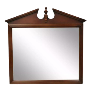 Late 20th Century Broyhill Usa Federal Style Broken Arch & Finial Cherry Wood Wall Dresser Mirror