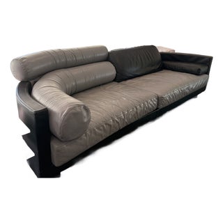 Vintage Molto + Di 14 Mariani Pace Collection Italian Gray/Black Leather Sofa For Sale