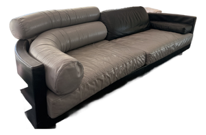 Vintage Molto + Di 14 Mariani Pace Collection Italian Gray/Black Leather Sofa