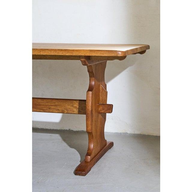 Scandinavian Modern Rustic Oak Dining Table, Denmark, 1970 For Sale - Image 4 of 9