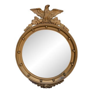 American Federal Style Giltwood Eagle Crest Convex Mirror, Mid-20th Century For Sale
